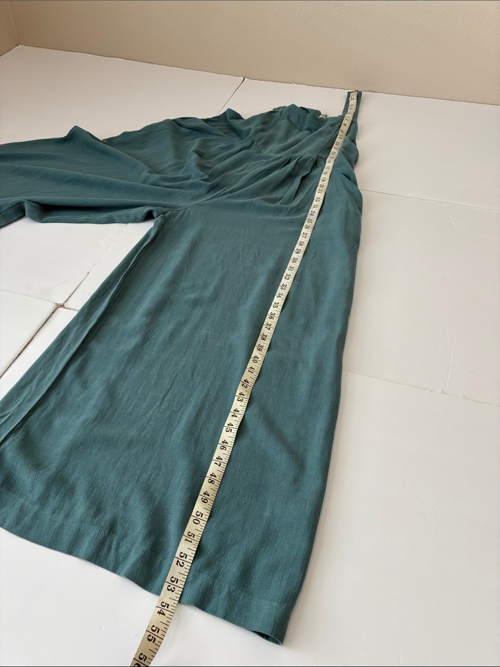 Anrabess Teal Wide Leg Jumpsuit linen & Rayon Size L